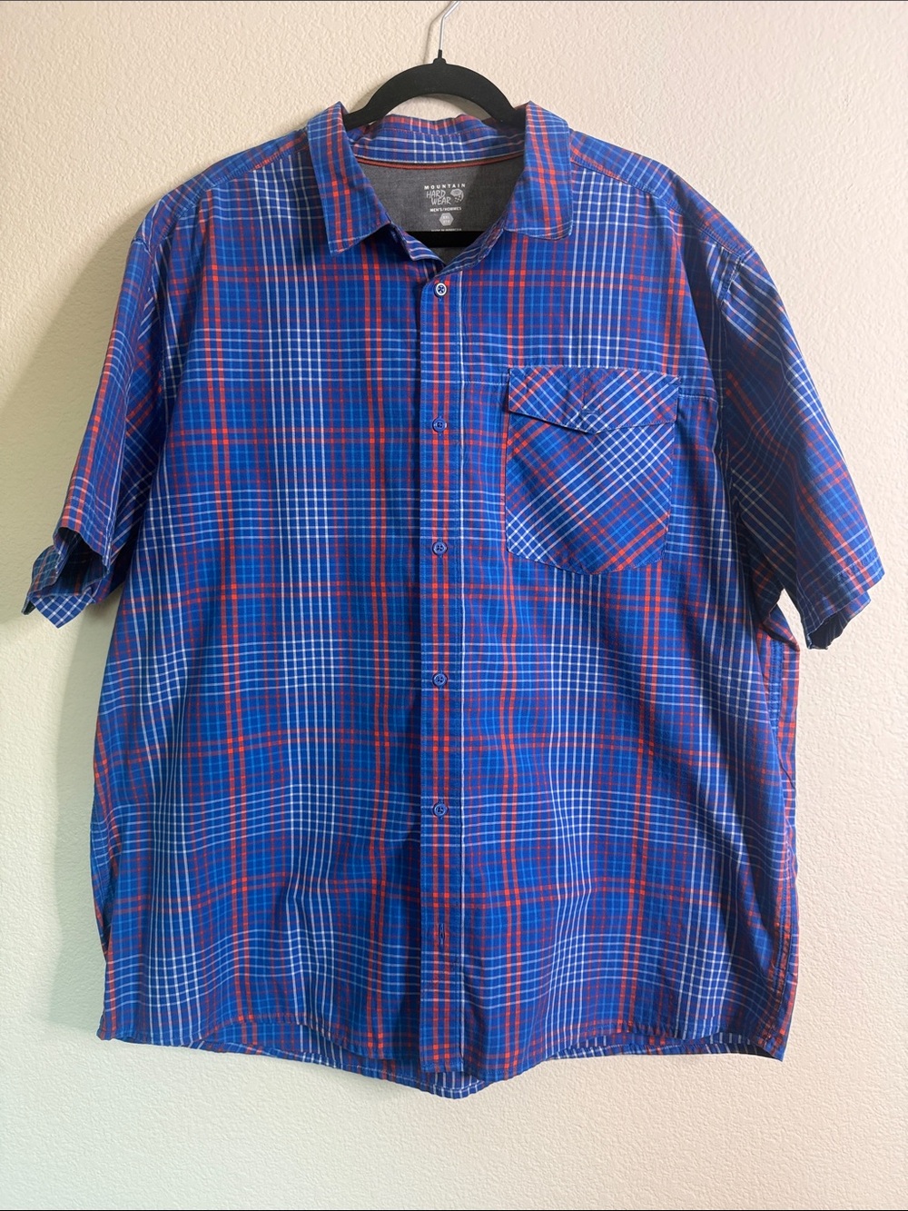 Mountain Hardwear Blue and Red Plaid Short-Sleeve Button-Down Shirt XXL